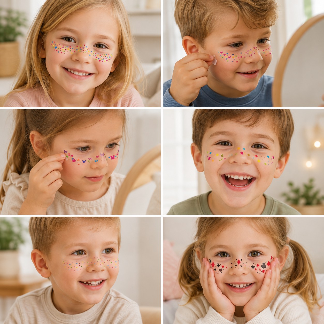 PartyFreckles – Colorati e festosi – Adesivi temporanei per il viso (set da 6)