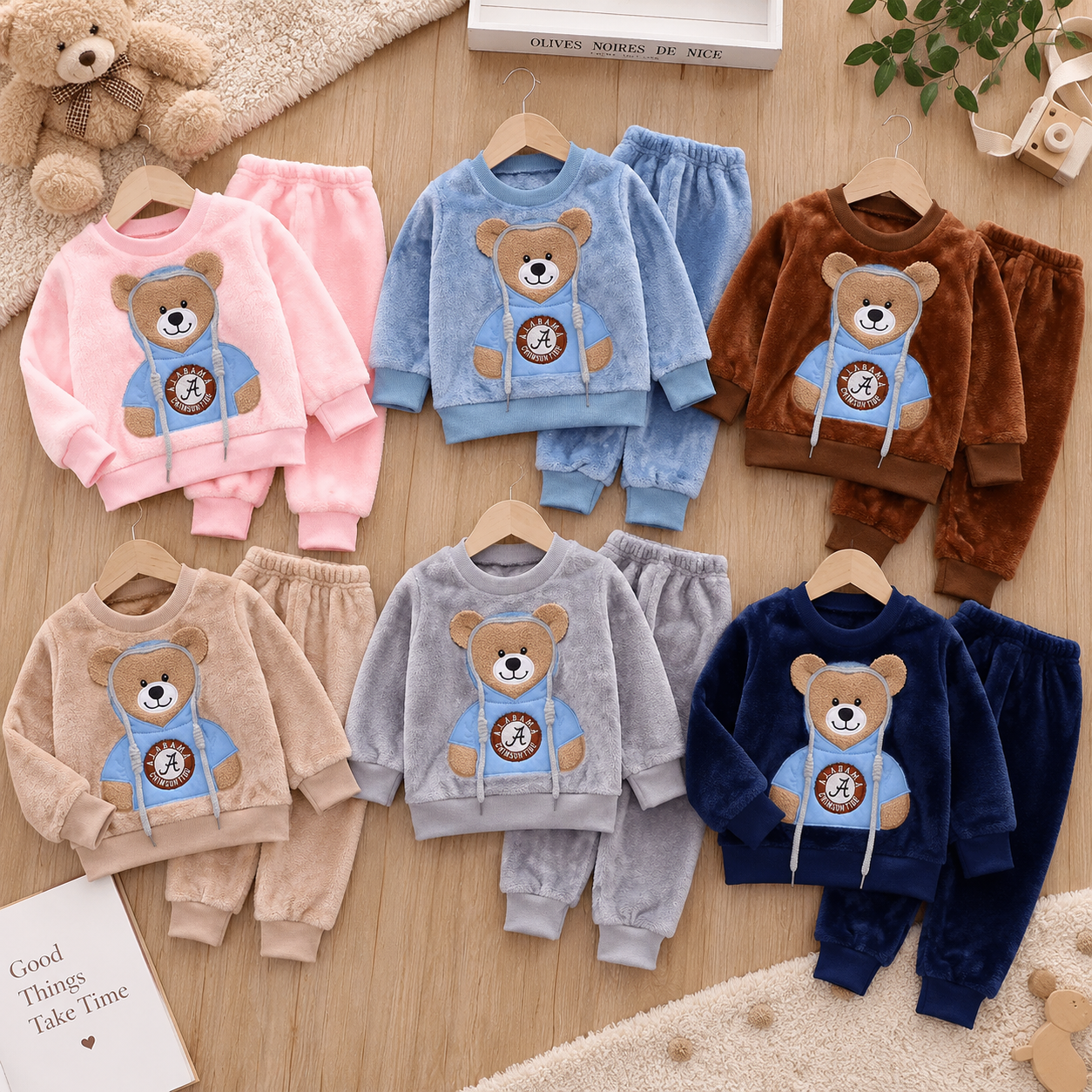 CozyBear – Caldo e morbido – Tuta da allenamento per bambini con motivo a orsetti