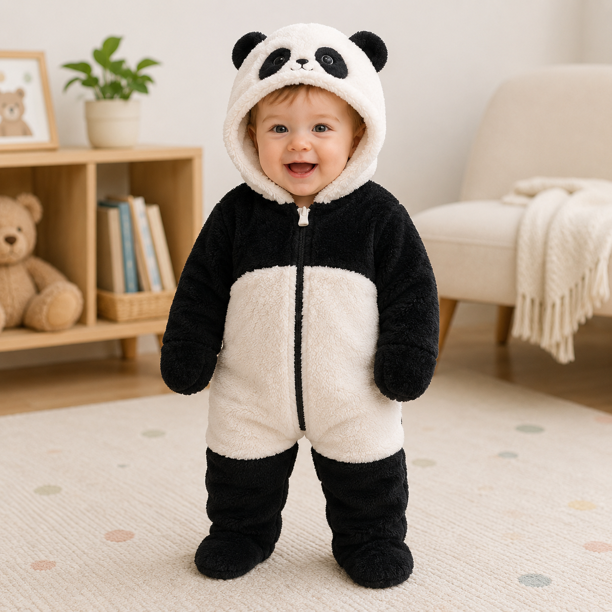 CozyBear – Morbido e caldo – Tutina per neonati con cappuccio a forma di animale