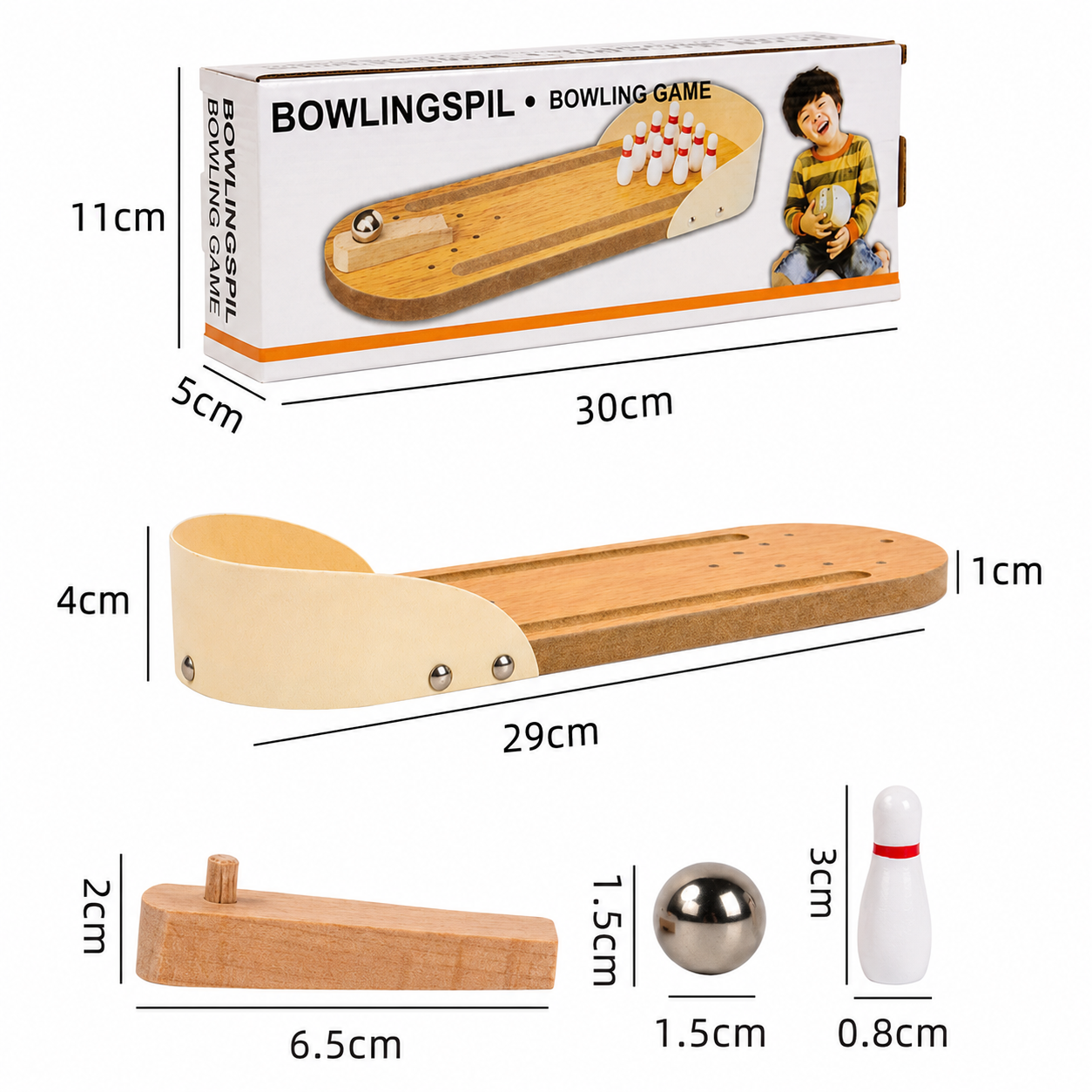 MiniStrike – Divertente e interattivo – Gioco di bowling da tavolo in legno