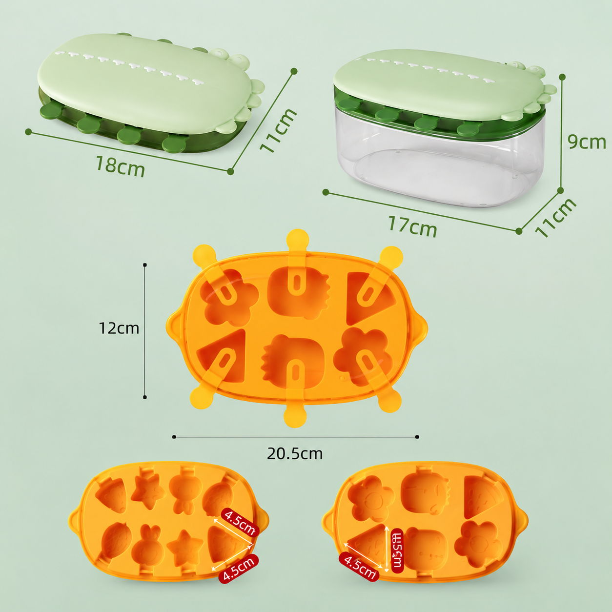 LollyFun – Creativo e pratico – Stampo per ghiaccioli in silicone con contenitore per la conservazione