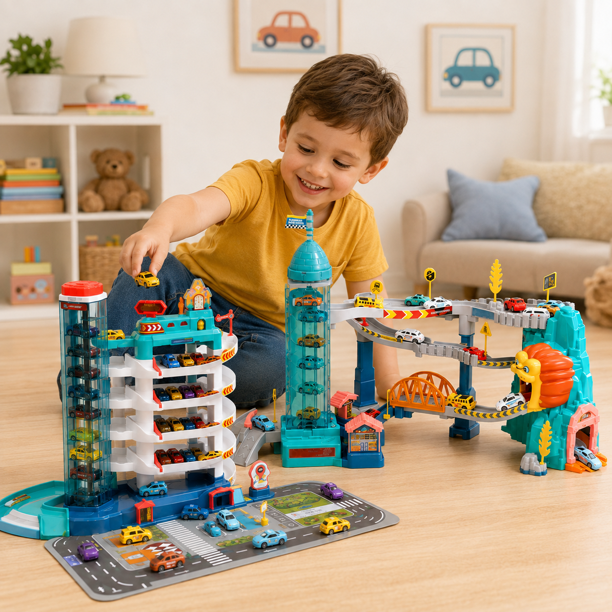 AutoWorld – Educativo e interattivo – Set da gioco “Parcheggio elettrico”