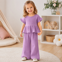 Thumbnail for SoftCharm – Elegante e comodo – Set da bambina con top con volant e pantaloni lunghi