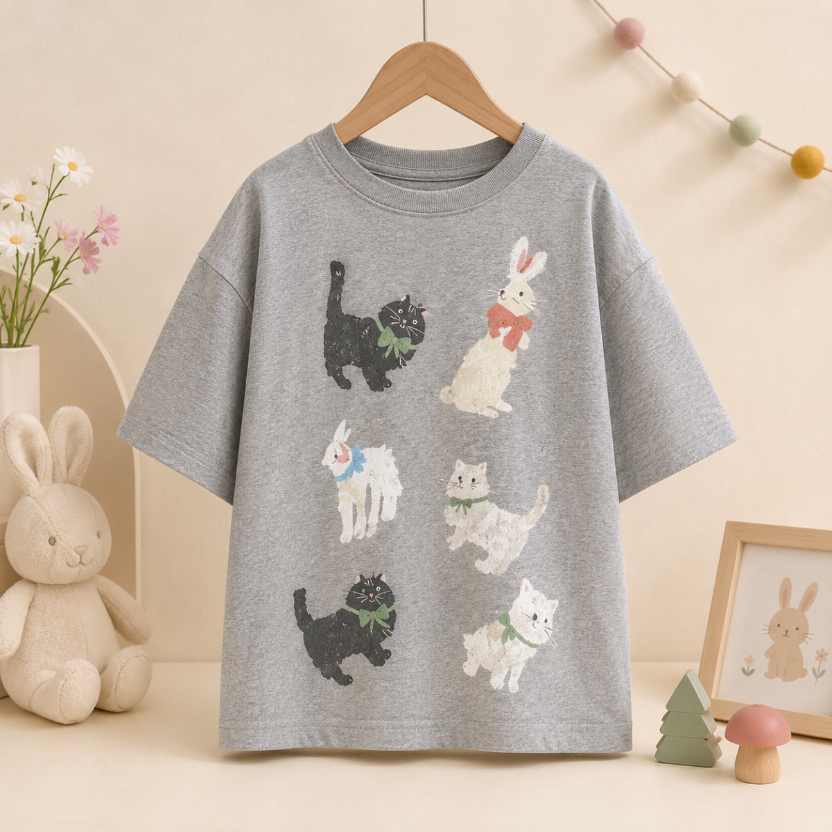 CatFun – Casual e giocoso – Maglietta oversize con stampa gatti