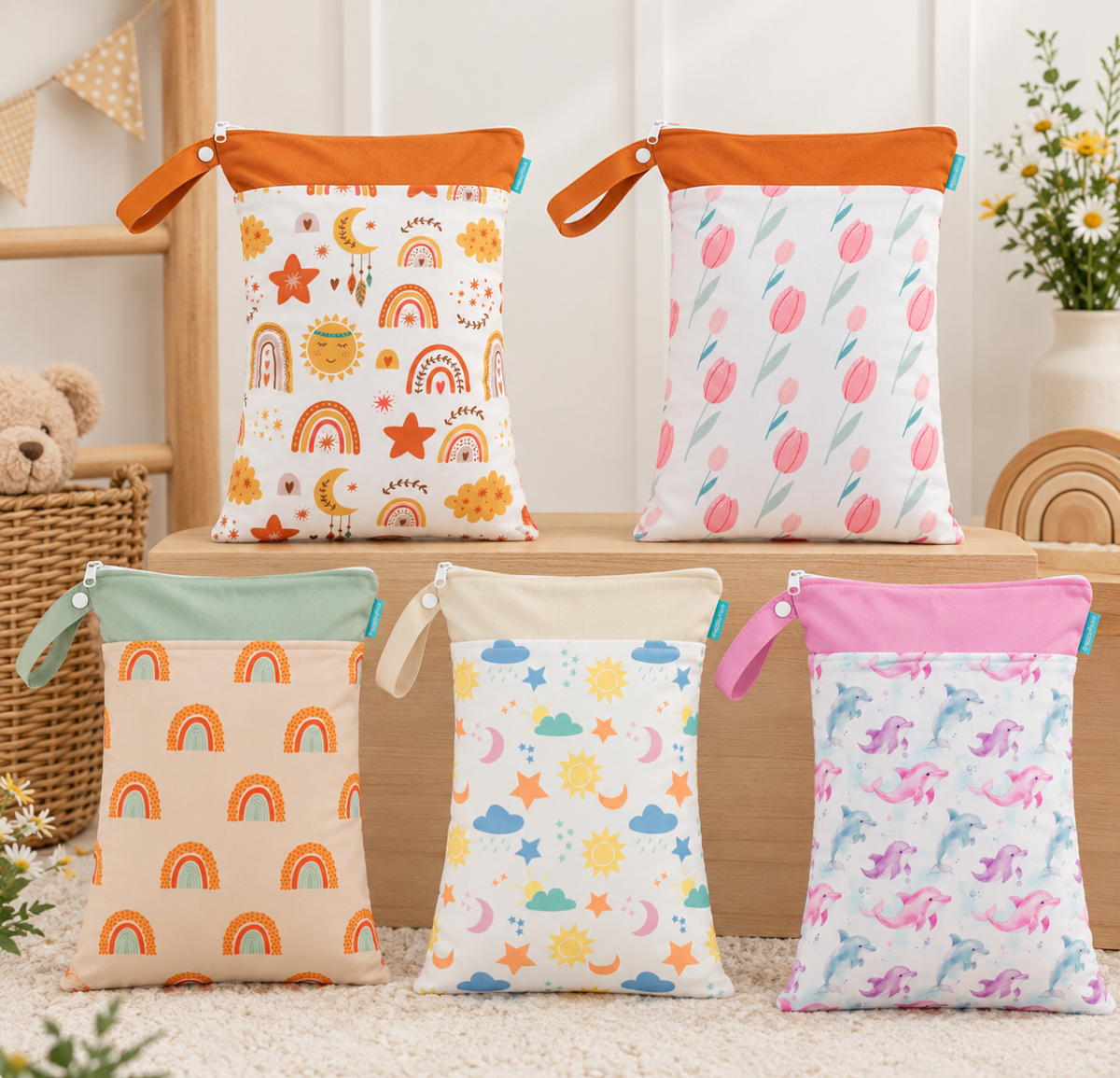 LittleBloom – Sempre asciutto e fresco – Sacchetto impermeabile riutilizzabile per pannolini