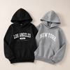 MiniUrban – Accogliente ed elegante – Maglione con cappuccio e stampa Los Angeles/New York
