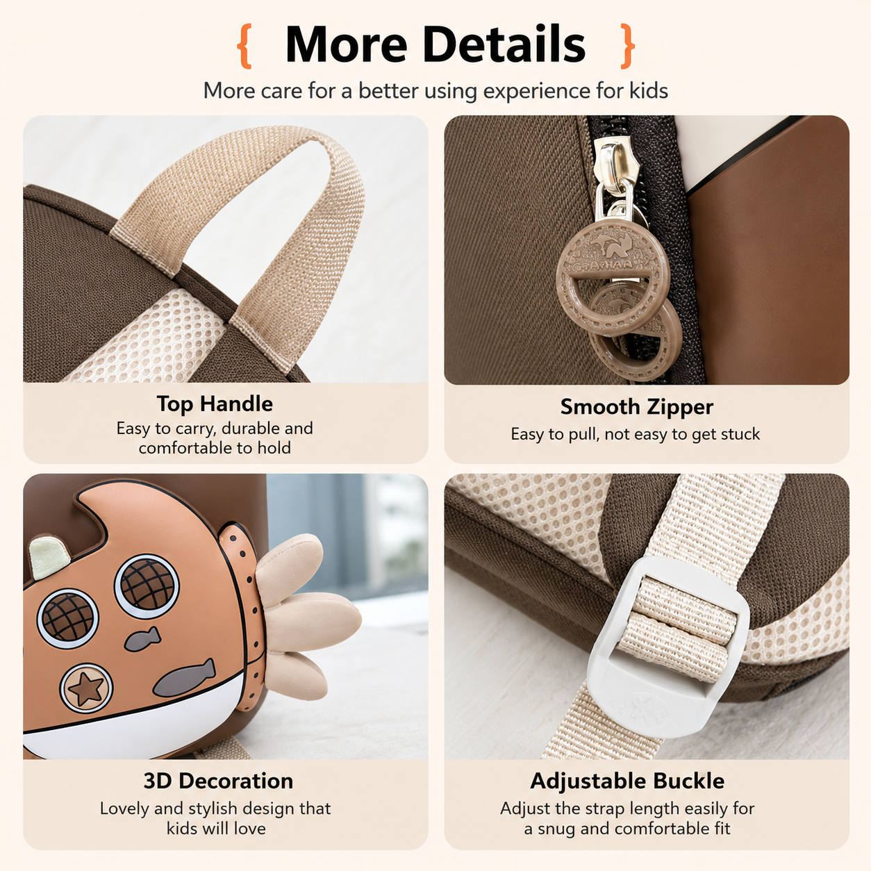 KiddoPack – Carino e pratico – Zaino per bambini con zampetta luminosa