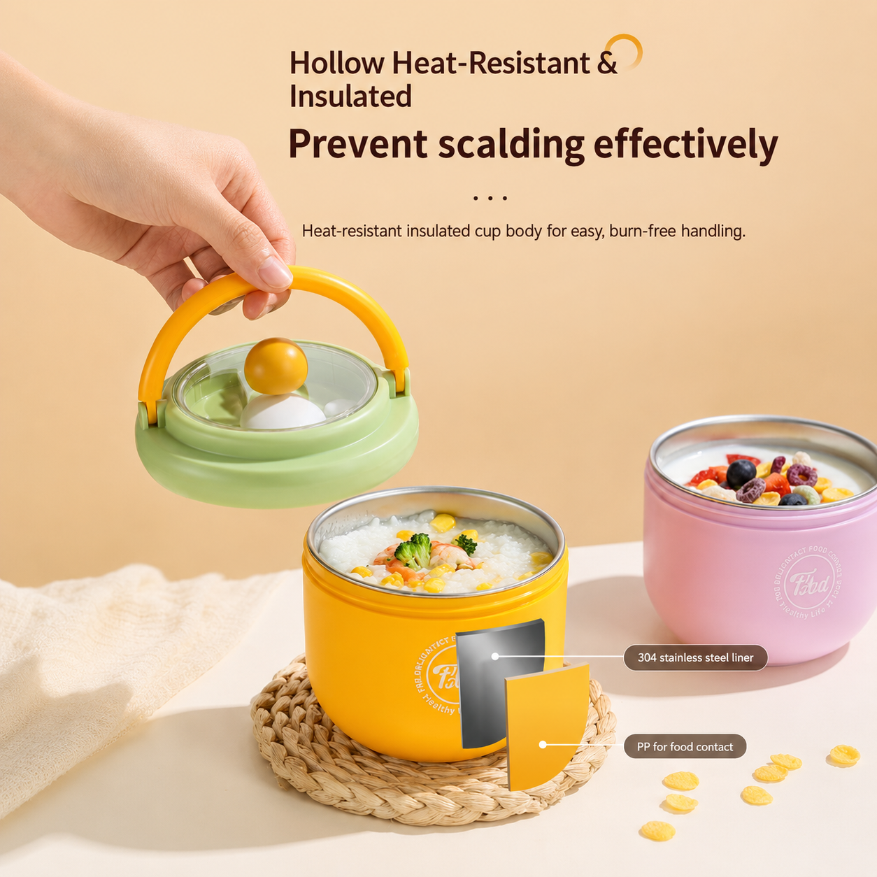 MealMate – Pratico e isolante – Ciotola da pranzo in acciaio inossidabile con cucchiaio