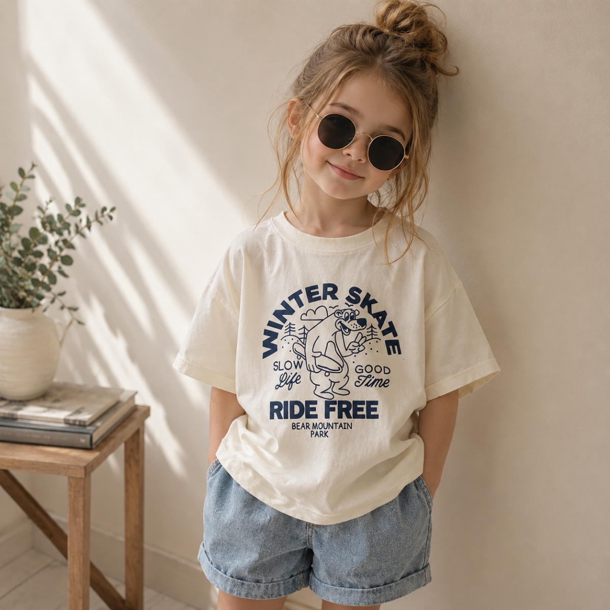 BearPlay – Comfort e stile –  Maglietta oversize con stampa skate invernale