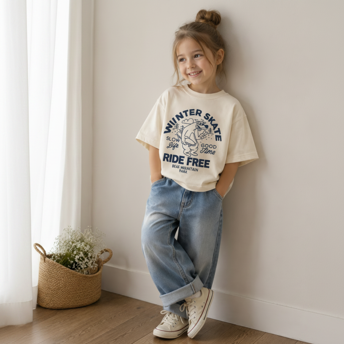 BearPlay – Comfort e stile –  Maglietta oversize con stampa skate invernale