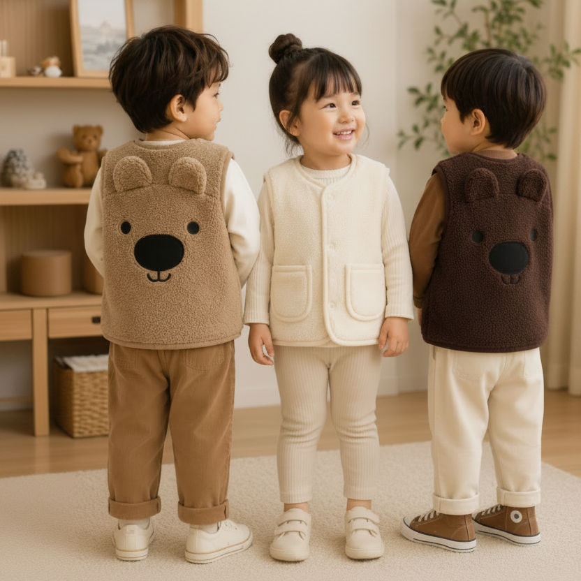 Baby Bear Fleece Vest – Caldo e morbido – Gilet da bambino con orsacchiotto