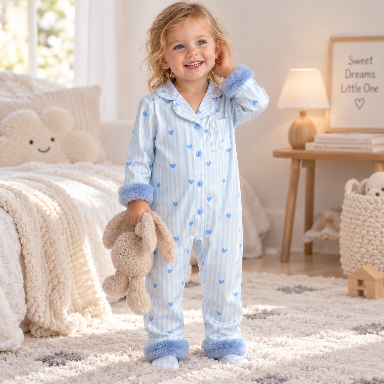 TinyLove – Morbido e caldo – Tuta per neonati con stampa a cuoricini e dettagli in peluche