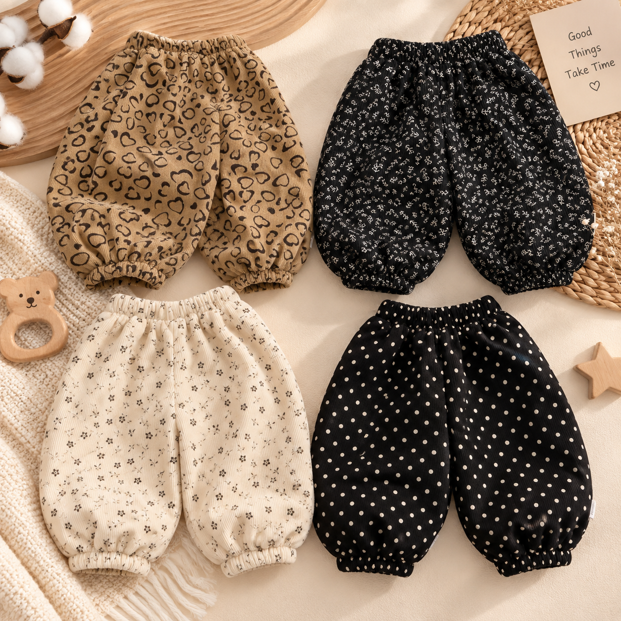 MiniTrousers – Caldo e morbido – Pantaloni da bambino in velluto a coste con fodera in pile