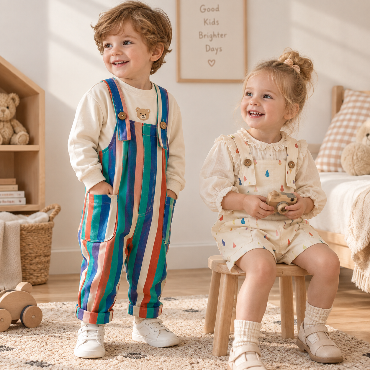 TinyStyle – Divertenti e comodi – Salopette per bambini con stampa