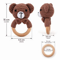 Thumbnail for CuddleRattle – Morbido e divertente – Sonaglio per neonati lavorato all’uncinetto con anello in legno