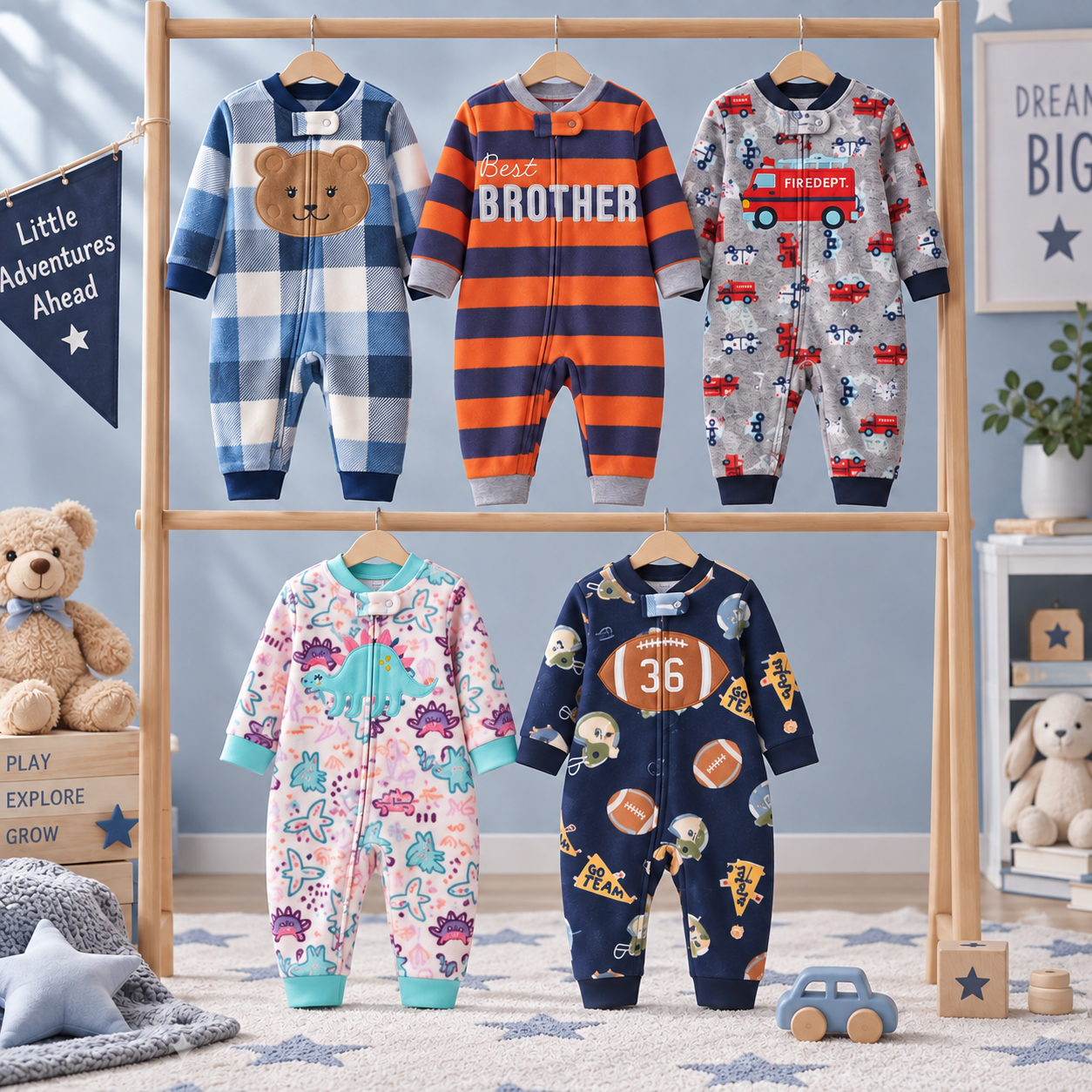 WarmBuddy – Carino e morbido – Tutina per neonati in pile con stampa cartoon