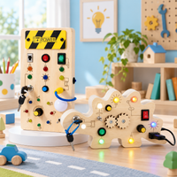Thumbnail for TinyTech – Busy Board in legno con lucine e interruttori – Giocattolo educativo