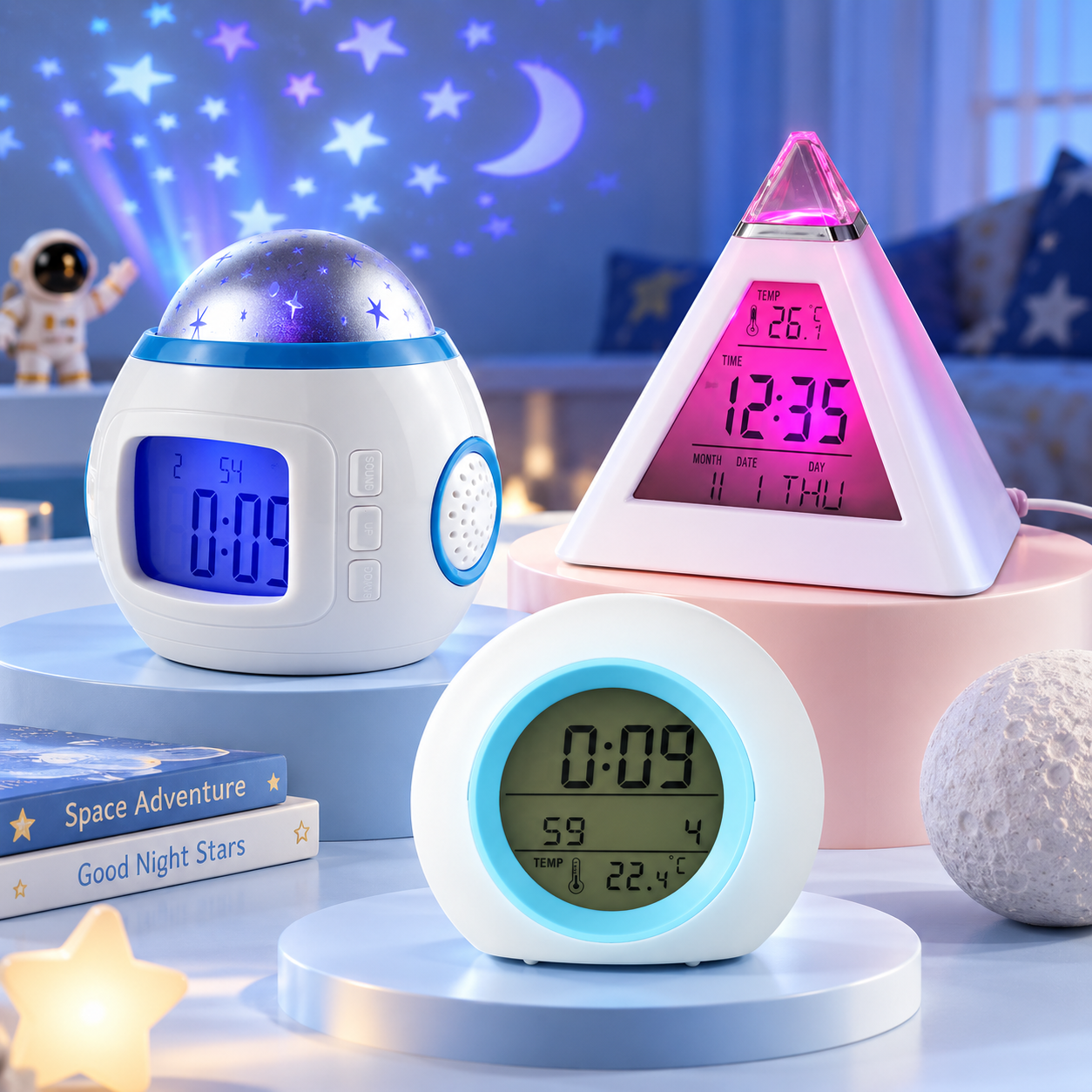 ColorTime – Colorato e multifunzionale – Sveglia digitale per bambini con lucina notturna