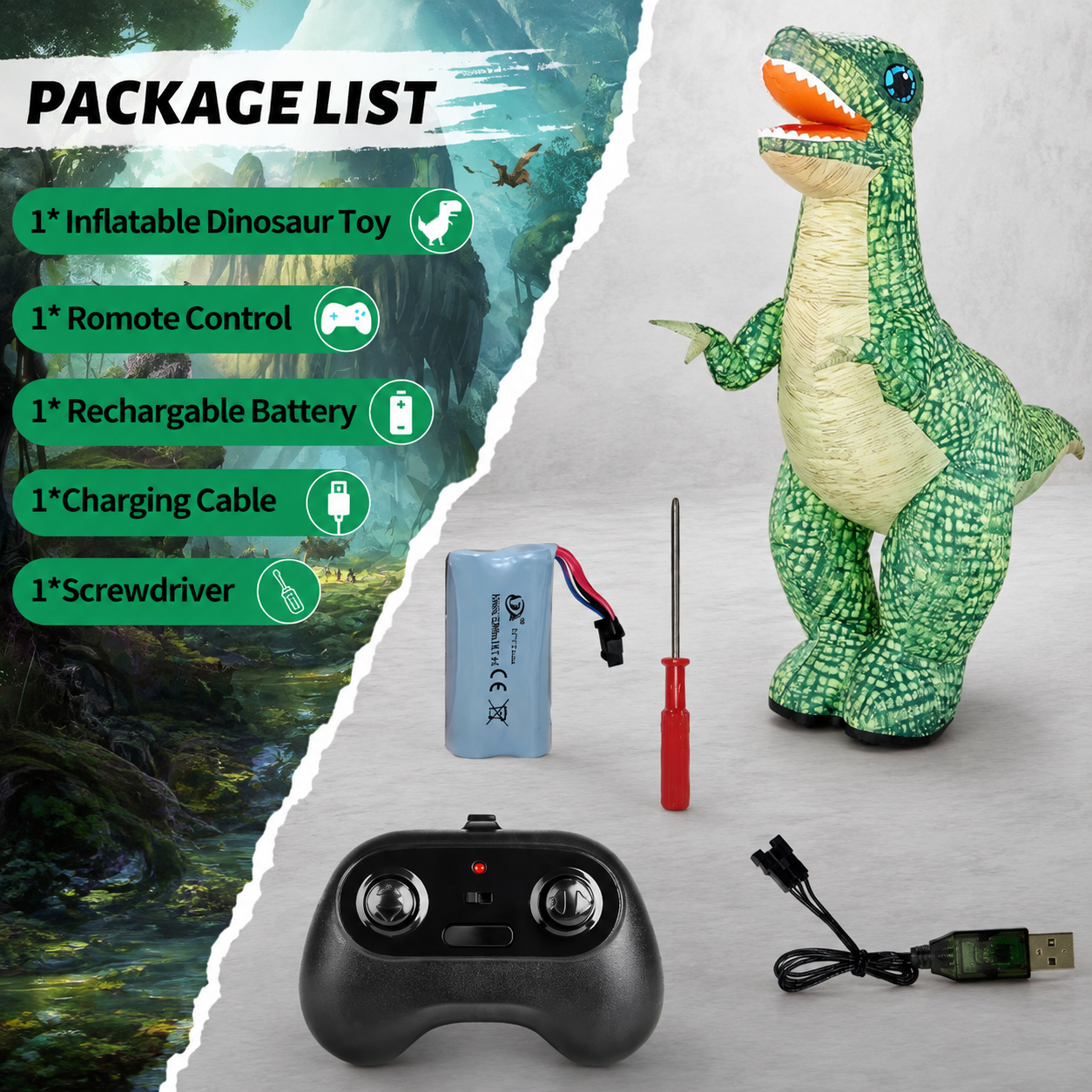MegaDino – Avventuroso e interattivo – Dinosauro gonfiabile telecomandato