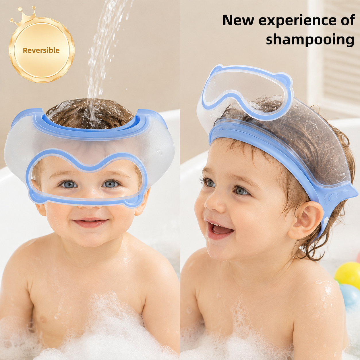 SplashGuard – Comoda e pratica – Cuffia da doccia per neonati con protezione per il viso