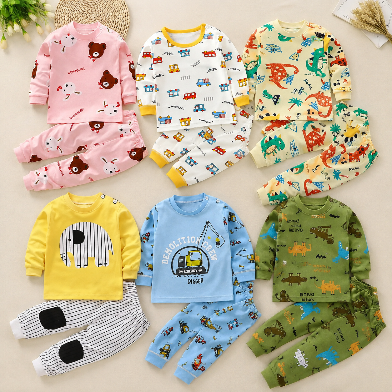 SleepBuddy – Morbido e confortevole – Set pigiama per bambini a maniche lunghe