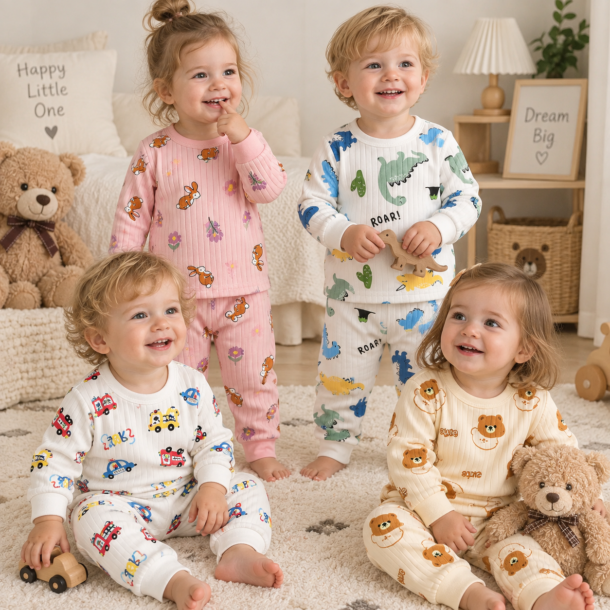 LittleDreamer – Morbido e caldo – Set di pigiamini in cotone per bambini