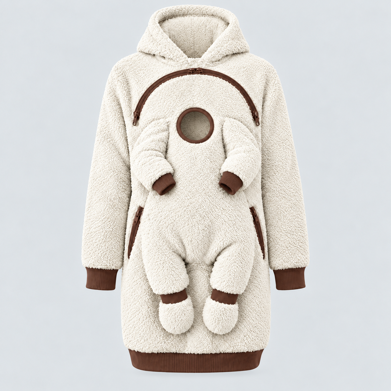 MamaHug – Caldo e pratico – Felpa con cappuccio 2 in 1 per mamma e bambino