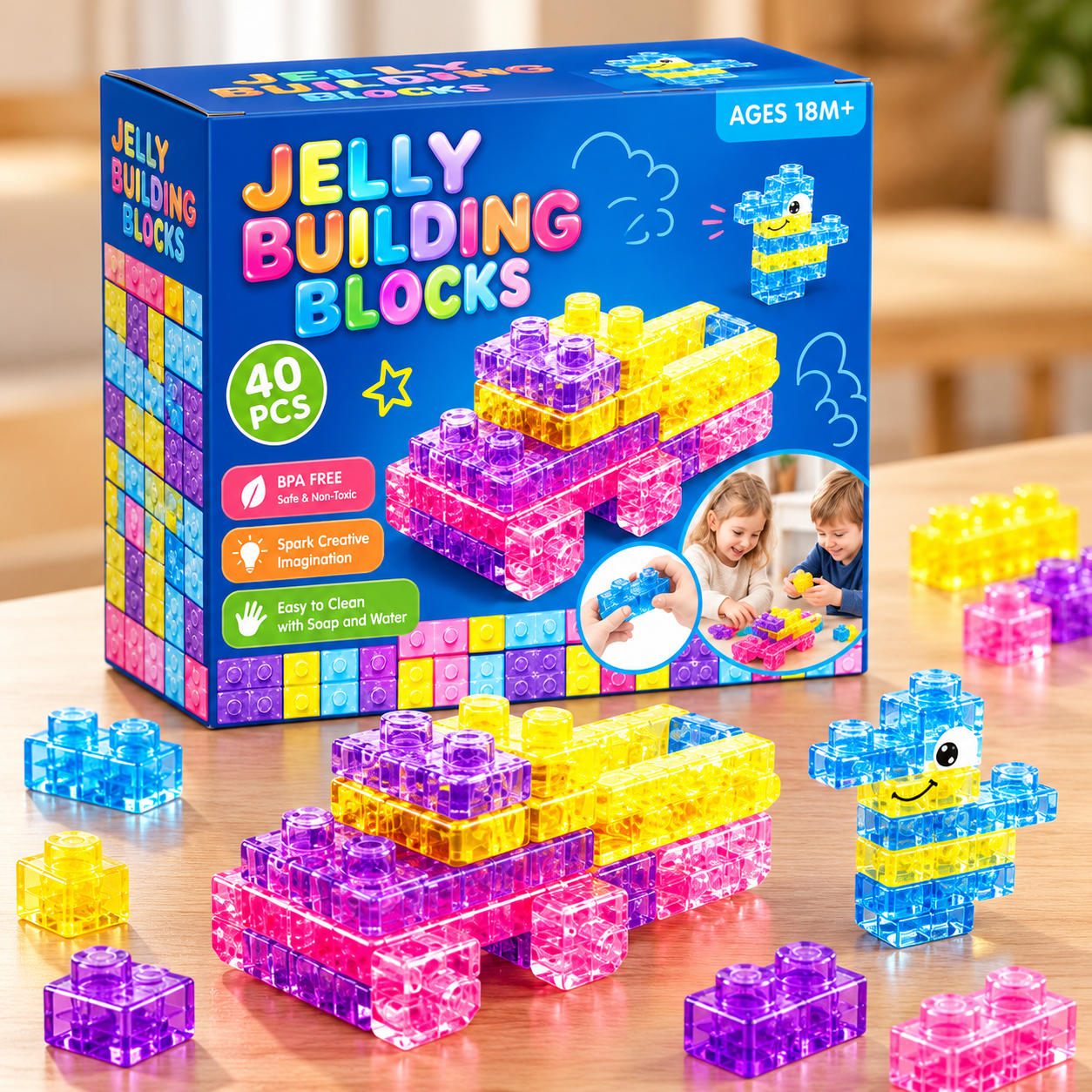 JellyBuild – Morbidi e creativi – Mattoncini flessibili in gelatina