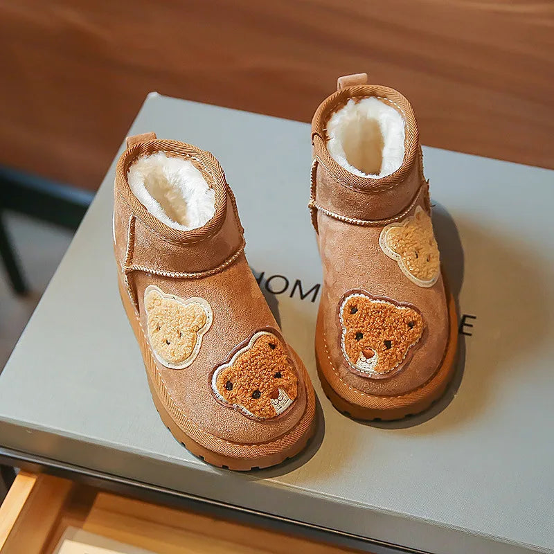 Mini Fashion - Stivaletto in camoscio marrone con orsetti