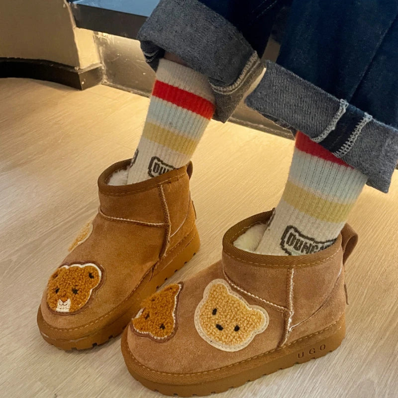 Mini Fashion - Stivaletto in camoscio marrone con orsetti