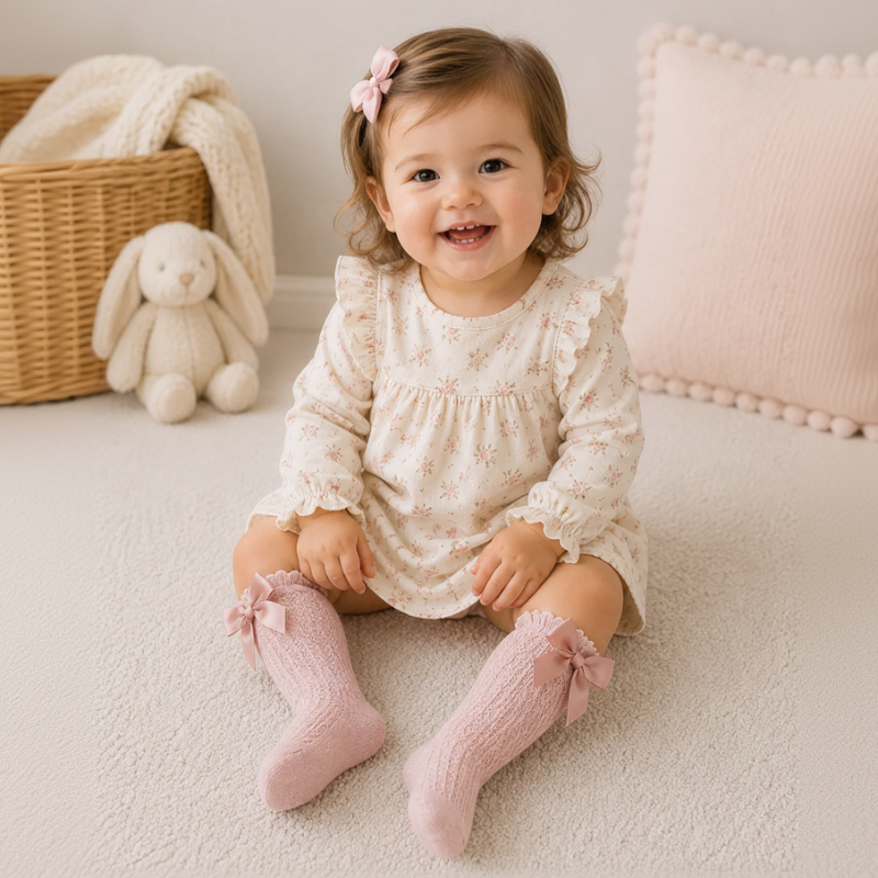 LittleCharm – Delicate ed eleganti – Calzettoni da bambina con fiocco