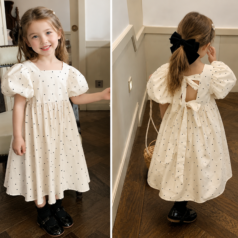 LittleTwinkle – Morbida e comoda – Abito da bambina con doppio fiocco