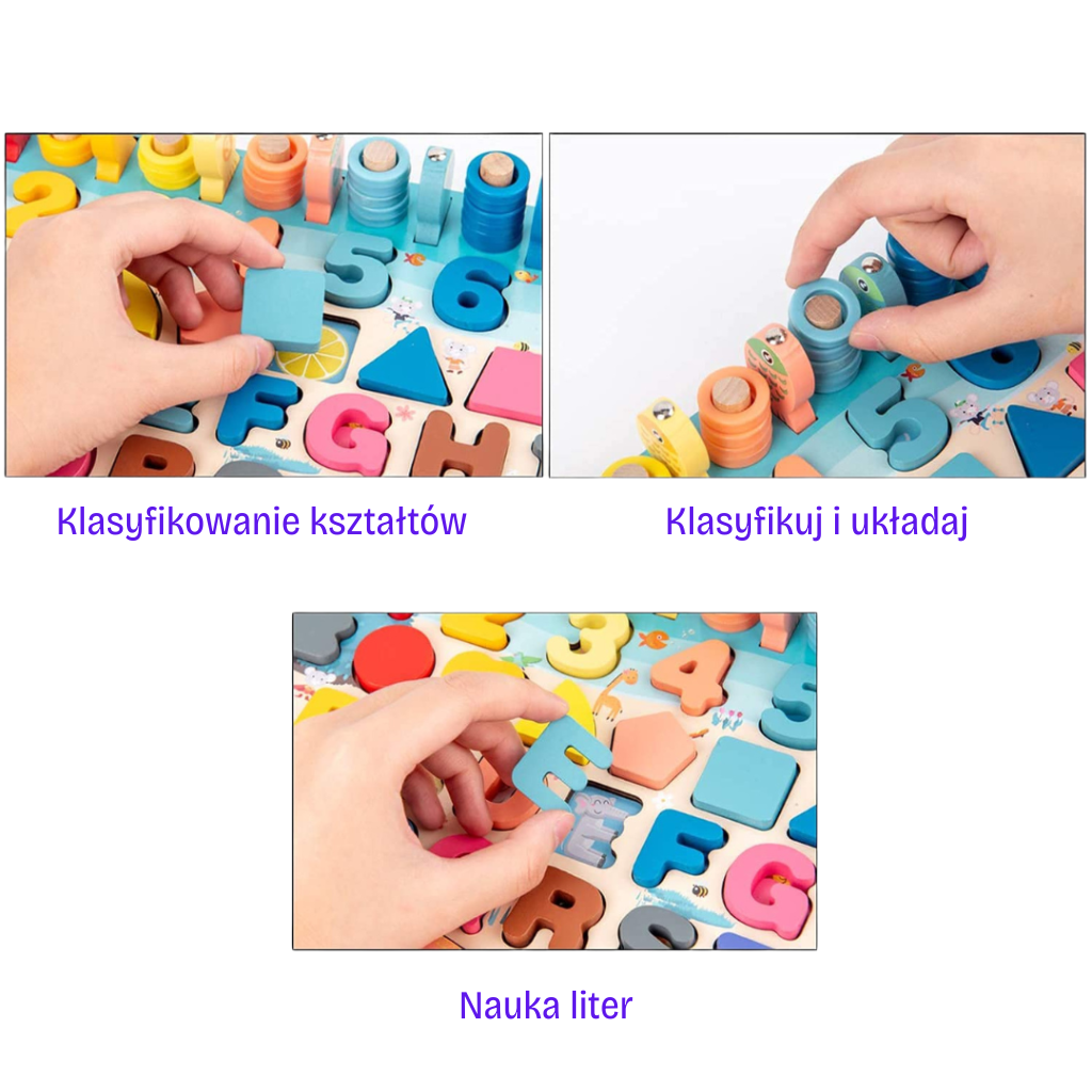 Woods™ - Sviluppo delle abilità - Pannello da gioco in legno Montessori