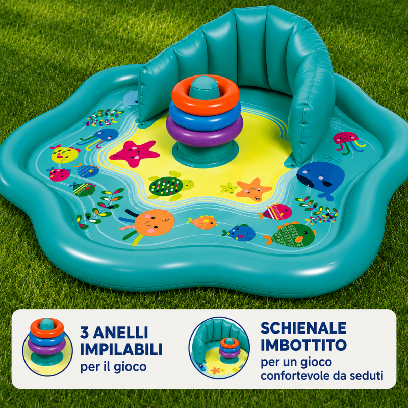 SplashPlay – Sicuro e divertente – Piscina per bambini con parasole