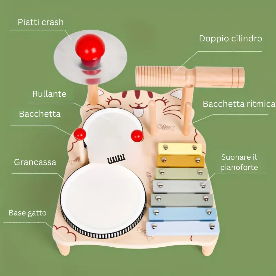 Woods – Musicale ed educativo – Batteria in legno per bambini piccoli