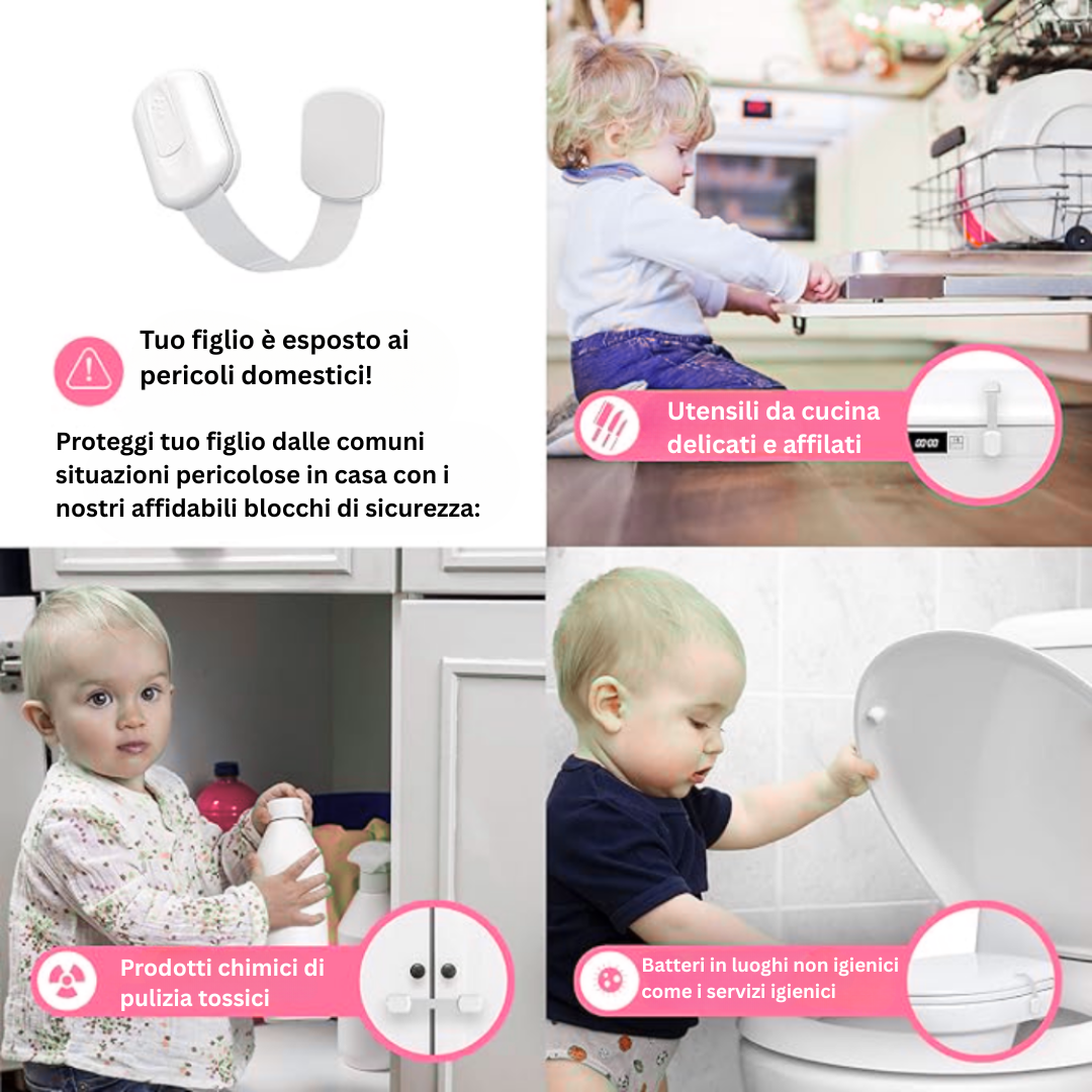Milo & Moon – Sicurezza invisibile – Chiusure di sicurezza per armadi e cassetti a prova di bambino (8 pezzi)