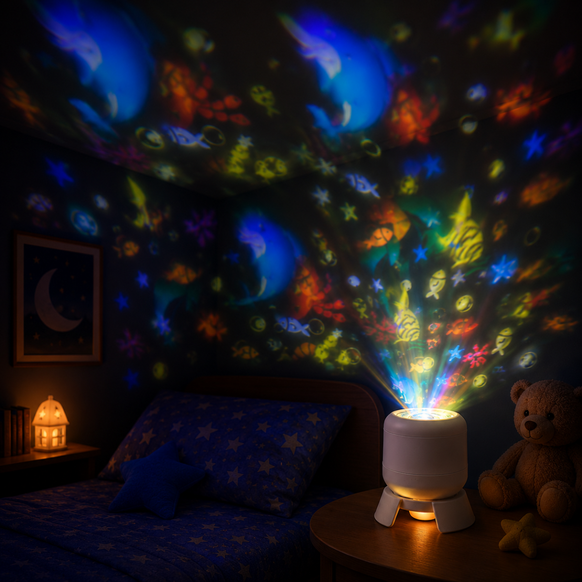 SeaDream – Divertente e istruttiva – Lampada da notte LED girevole a 360°