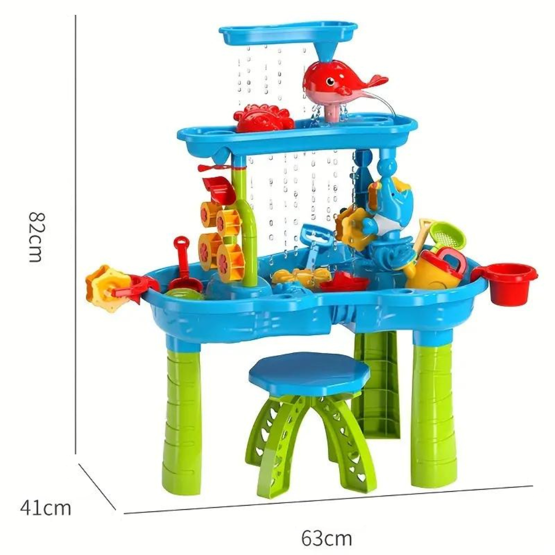 AquaPlay – Divertimento estivo e scoperta – Tavolo da gioco a 3 strati con sabbia e acqua