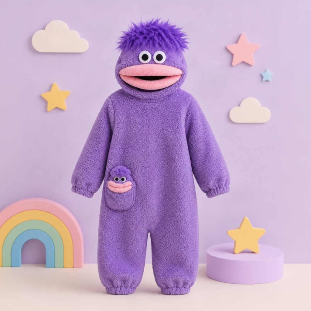 LittleMonster – Comodo e carino – Tutina per bambini con un divertente disegno di un mostro