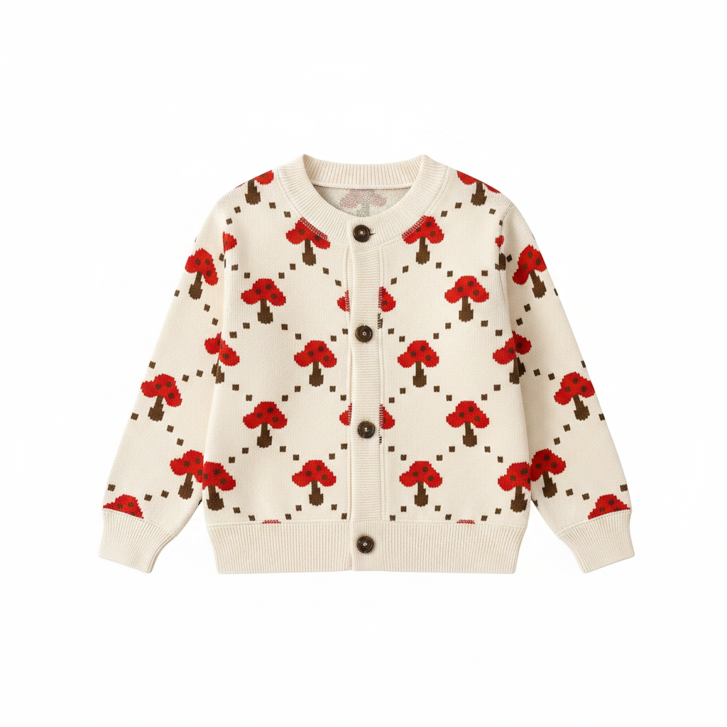 CozyCardi – Morbido e caldo – Cardigan lavorato a maglia con simpatiche stampe