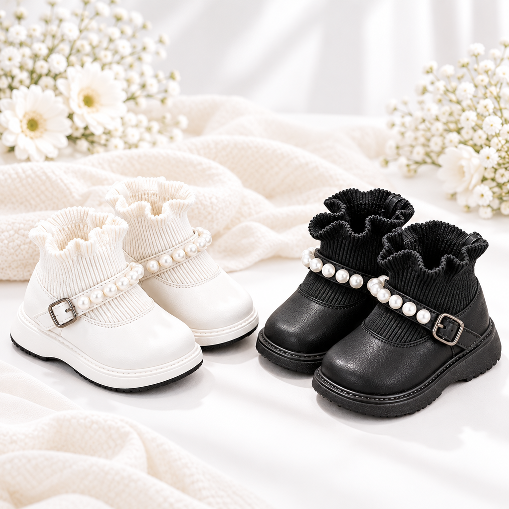 PearlCharm – Eleganti e carini – Stivaletti da bambino con dettagli in perline