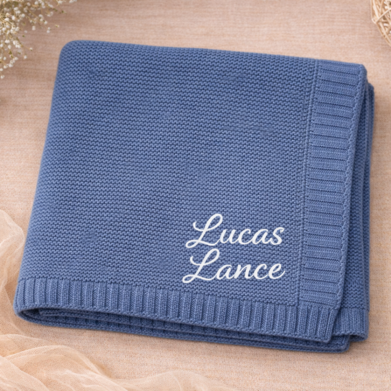 Personalized Baby Blanket – Morbida e unica – Coperta in cotone personalizzata con ricamo