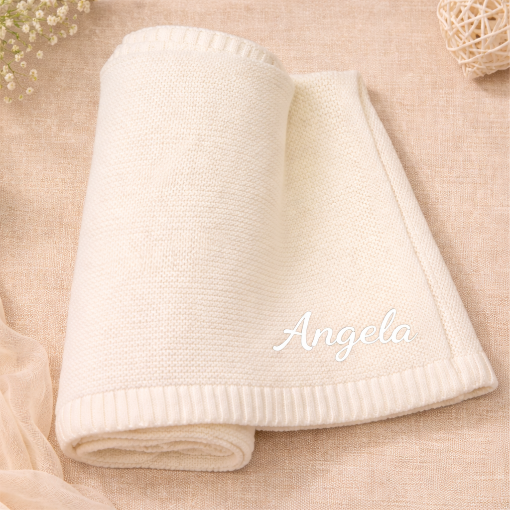Personalized Baby Blanket – Morbida e unica – Coperta in cotone personalizzata con ricamo
