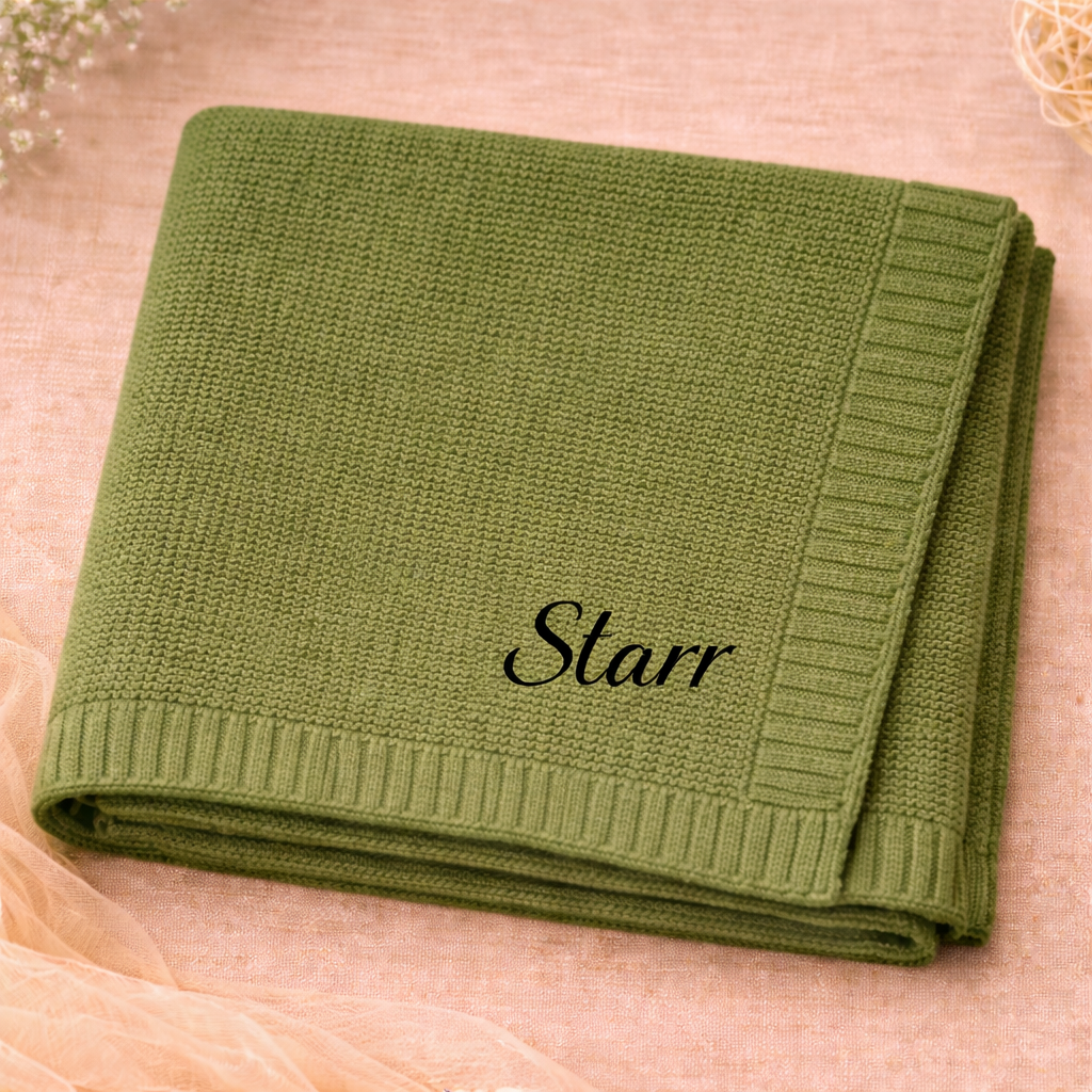 Personalized Baby Blanket – Morbida e unica – Coperta in cotone personalizzata con ricamo