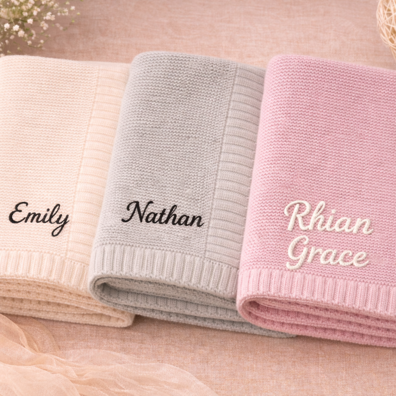 Personalized Baby Blanket – Morbida e unica – Coperta in cotone personalizzata con ricamo