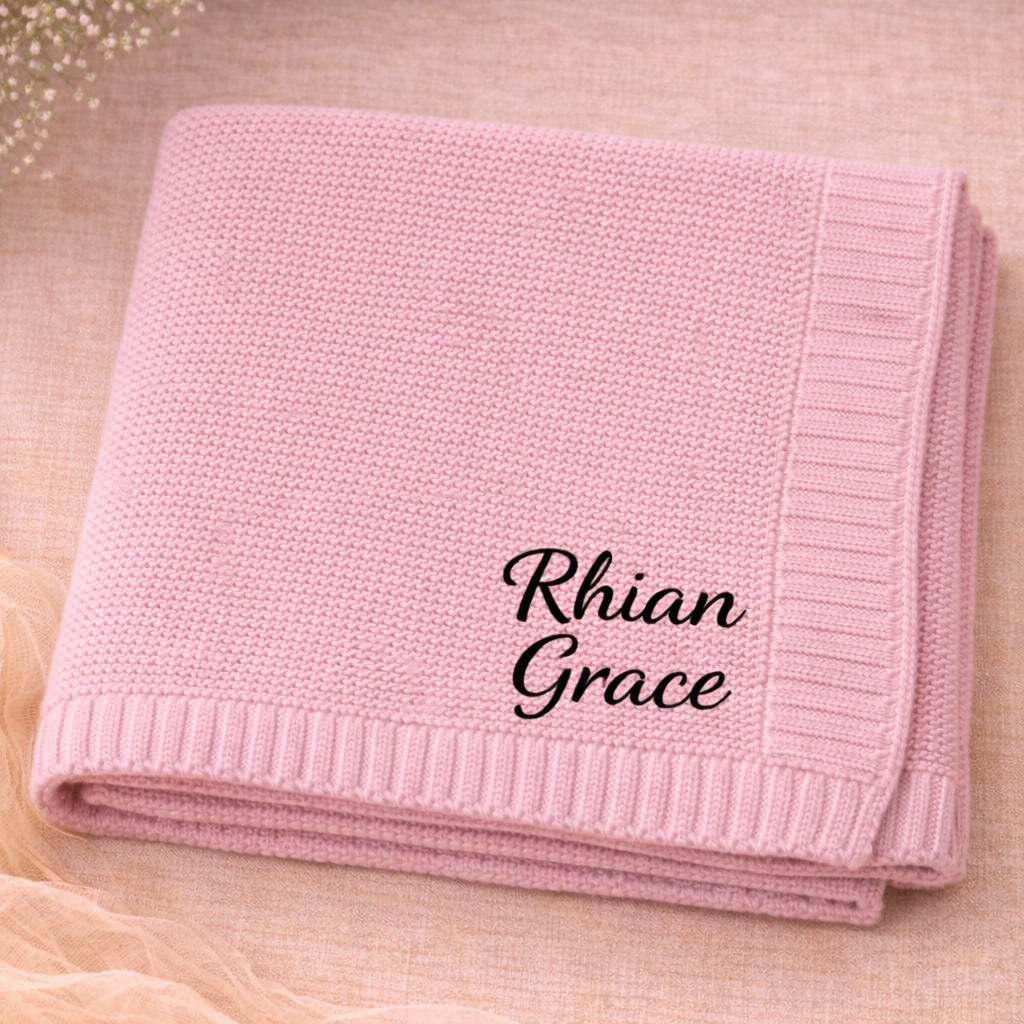 Personalized Baby Blanket – Morbida e unica – Coperta in cotone personalizzata con ricamo