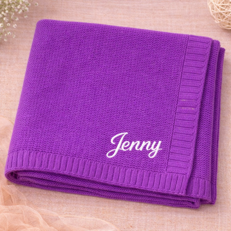 Personalized Baby Blanket – Morbida e unica – Coperta in cotone personalizzata con ricamo