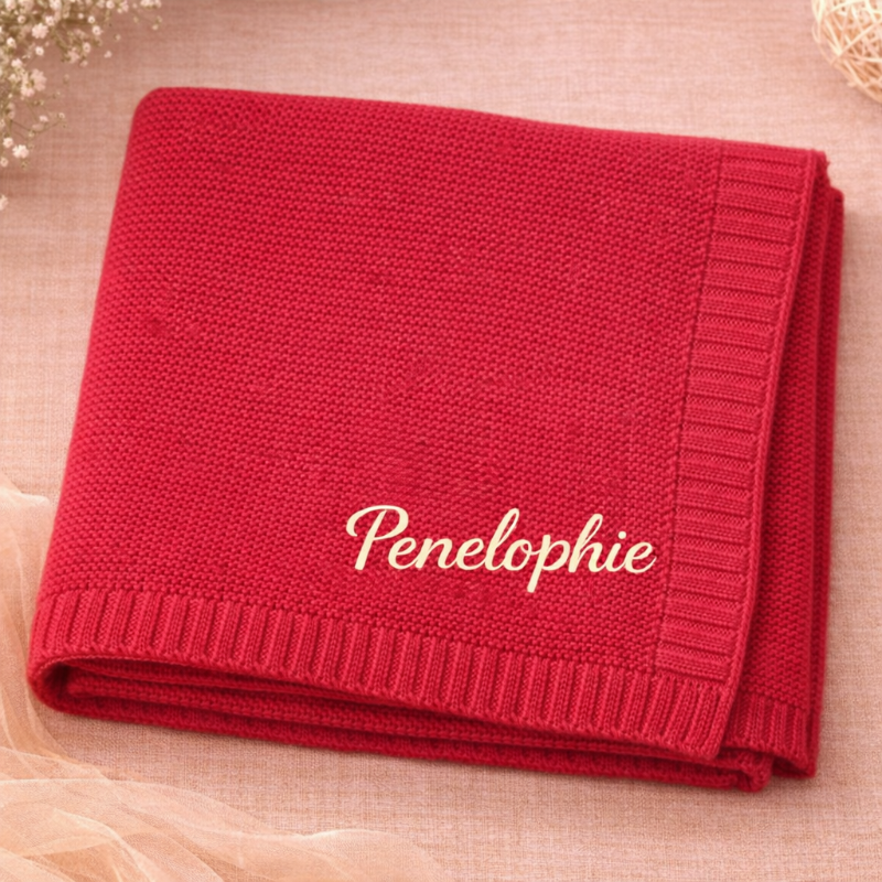 Personalized Baby Blanket – Morbida e unica – Coperta in cotone personalizzata con ricamo