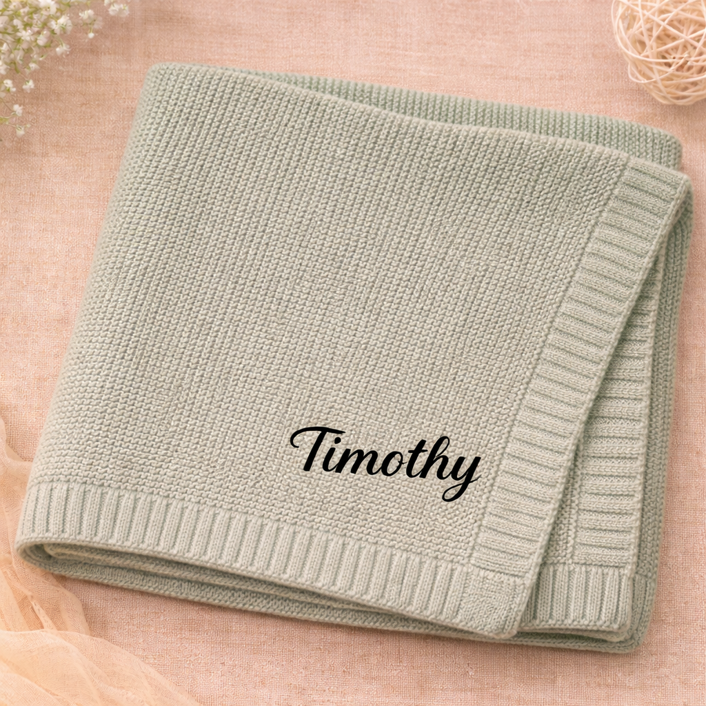Personalized Baby Blanket – Morbida e unica – Coperta in cotone personalizzata con ricamo