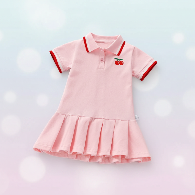 PetitJoy – Comoda ed elegante – Abito polo con stampa a ciliegie